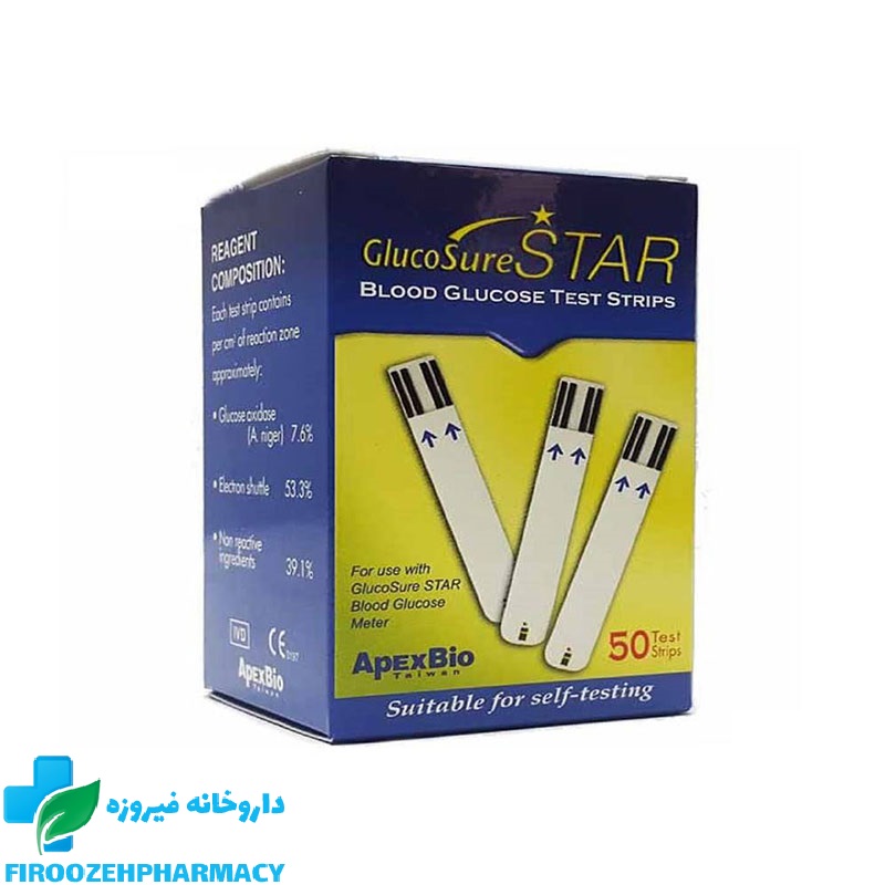نوار تست قند خون گلوکوشور استار 50 عددی